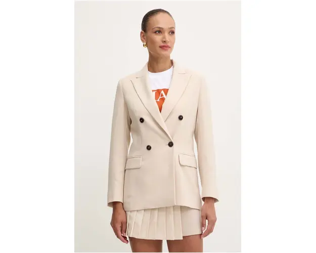 MAX&Co. sacou culoarea bej, cu doua randuri de nasturi, neted, 2428046034200