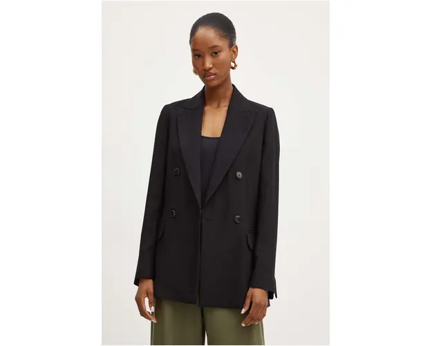 MAX&Co. sacou culoarea negru, cu doua randuri de nasturi, neted, 2428046034200