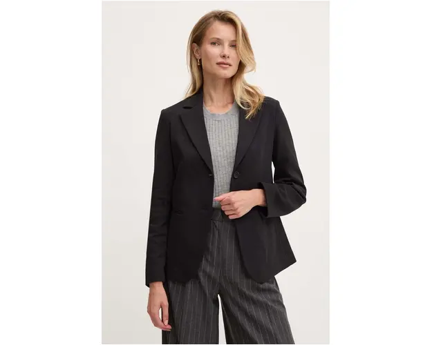 United Colors of Benetton sacou culoarea negru, un singur rand de nasturi, neted, 28MVDW026