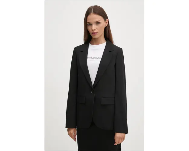 United Colors of Benetton sacou culoarea negru, un singur rand de nasturi, neted, 2OIGDW02B