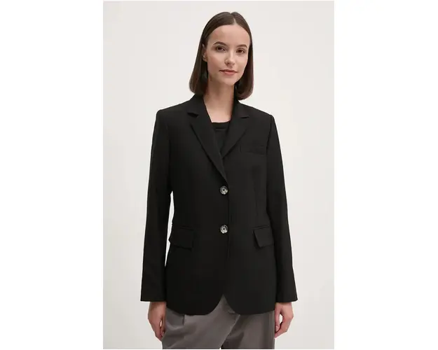 Dkny sacou culoarea negru, un singur rand de nasturi, neted, D2G4A200