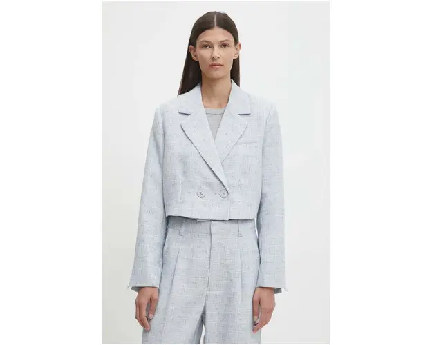 Gestuz sacou cu doua randuri de nasturi, neted, 10909201