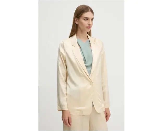 United Colors of Benetton sacou culoarea bej, un singur rand de nasturi, neted, 2S7BDW02V