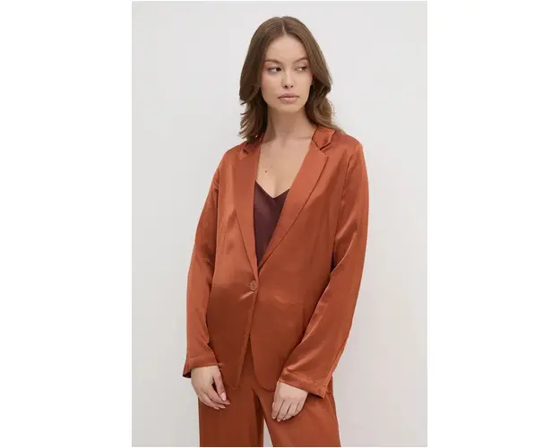 United Colors of Benetton sacou culoarea portocaliu, un singur rand de nasturi, neted, 2S7BDW02V