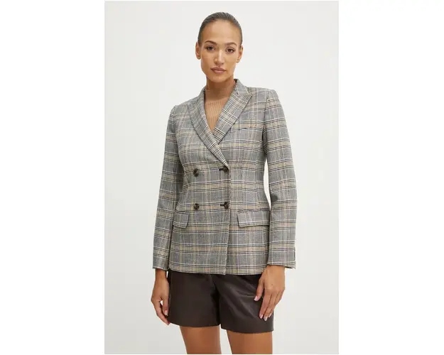Weekend Max Mara geaca de lana culoarea negru, cu doua randuri de nasturi, modelator, 2425046052600