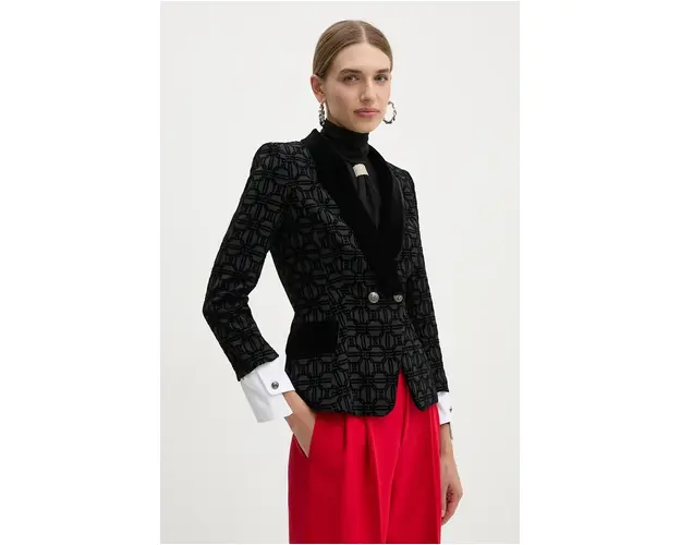 Elisabetta Franchi sacou culoarea negru, cu doua randuri de nasturi, modelator, GI11547E2