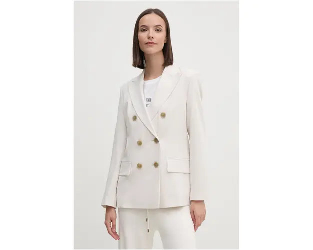 Sisley sacou culoarea bej, cu doua randuri de nasturi, neted, 2KVXLW01C