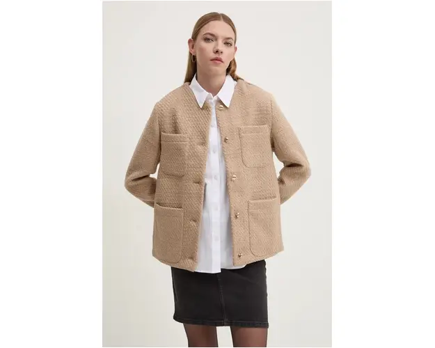 Abercrombie & Fitch sacou culoarea bej, un singur rand de nasturi, neted, KI144-4128