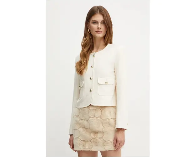 Marella sacou culoarea bej, un singur rand de nasturi, neted, 2423046122200