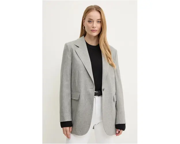 Boss Orange sacou din lana culoarea gri, un singur rand de nasturi, neted, 50524402