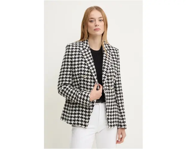 BOSS sacou din lana culoarea alb, cu doua randuri de nasturi, modelator, 50528616