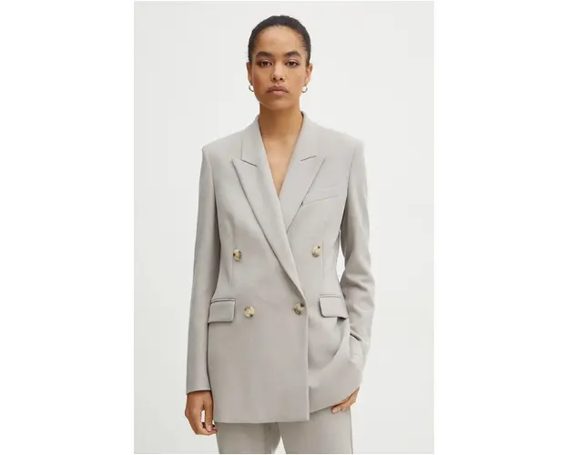 BOSS sacou culoarea gri, cu doua randuri de nasturi, neted, 50528696