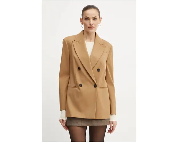 MAX&Co. sacou din lana culoarea maro, cu doua randuri de nasturi, neted, 2426046043200