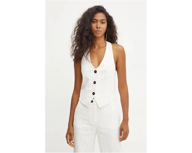 Morgan vesta CAMEL.F culoarea alb, un singur rand de nasturi, CAMEL.F