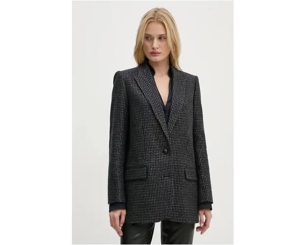 ZADIG&VOLTAIRE geaca de lana culoarea gri, un singur rand de nasturi, modelator, WWBL00877