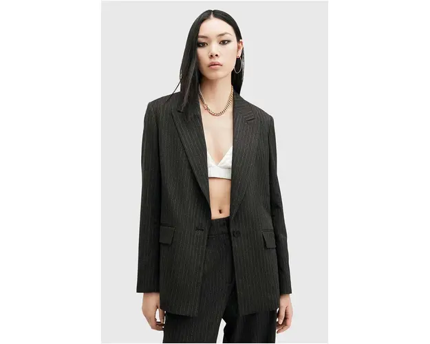 AllSaints sacou AVERIE PIN culoarea gri, oversize, modelator, W008QB