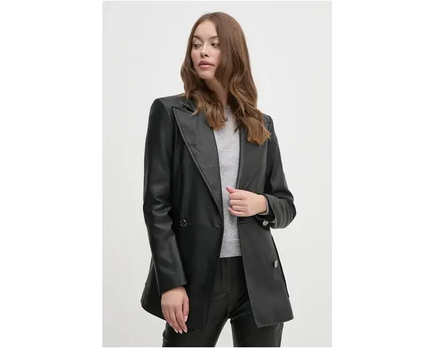 Artigli sacou culoarea negru, cu doua randuri de nasturi, neted, ACGI000227