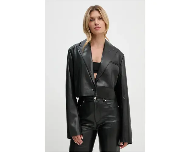 Nanushka sacou AIDULA culoarea negru, un singur rand de nasturi, neted, NW24PFSG11351