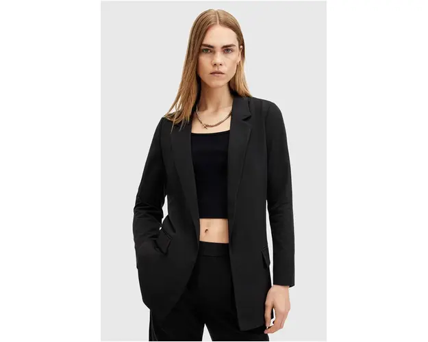 AllSaints sacou ALEIDA TRI BLAZER culoarea negru, desfacut, neted, W008QZ