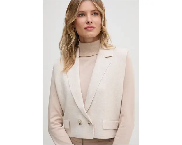 OUI vesta culoarea bej, cu doua randuri de nasturi, 89309