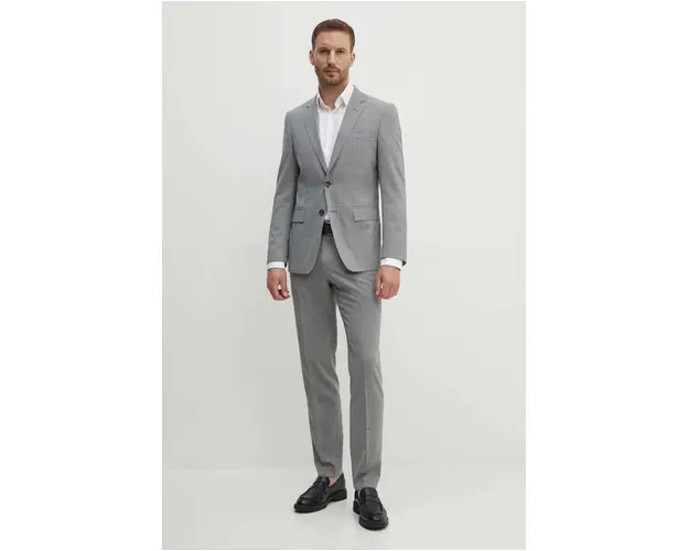 BOSS costum din amestec de lana culoarea gri, neted, 50521670