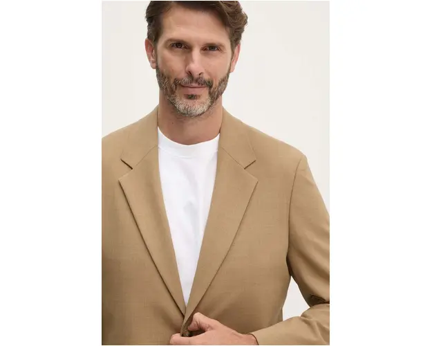 BOSS geaca de lana culoarea bej, 50521635