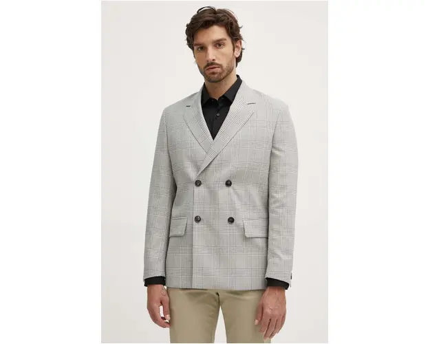 BOSS geaca de lana culoarea albastru marin, 50521952