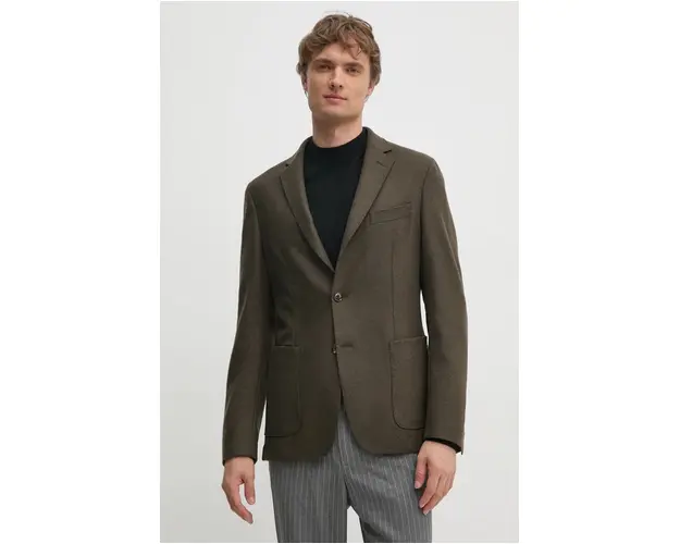 BOSS geaca de lana culoarea verde, 50527956