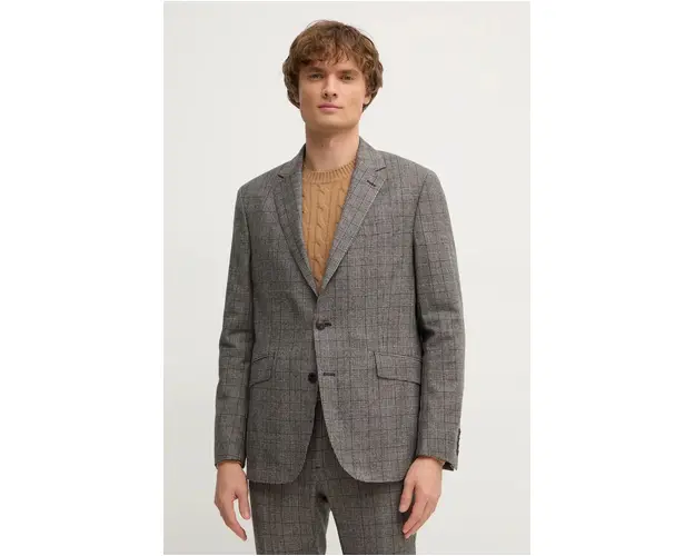 Hackett London geaca de lana culoarea maro, HM470542R