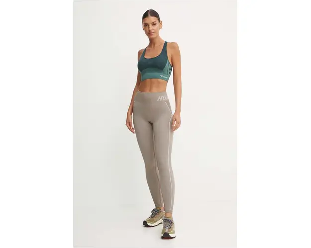 Hummel leggins de antrenament Christel culoarea bej, cu imprimeu, 213756
