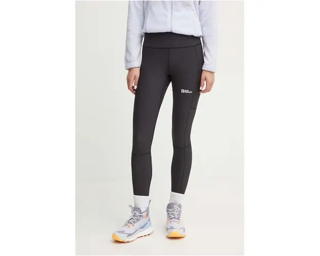 Jack Wolfskin leggins sport Kammweg femei, culoarea negru, neted, 1509091