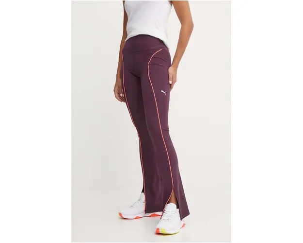 Puma leggins de antrenament Cloudspun culoarea violet, cu imprimeu, 525770