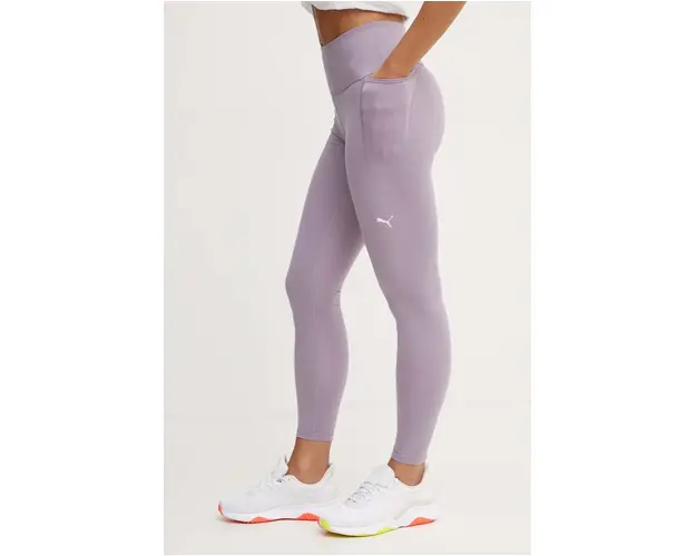 Puma leggins de antrenament Cloudspun Soft culoarea violet, neted, 525771