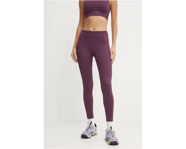 Reebok leggins de antrenament Lux Contour culoarea bordo, neted, 100206432