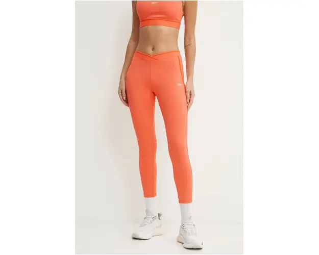 Reebok leggins de antrenament Team culoarea portocaliu, neted, 100205708