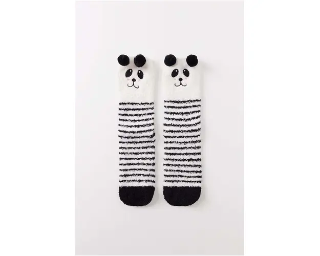 women'secret sosete SO FLUFFY PANDA SINGLE femei, culoarea alb, 3618695