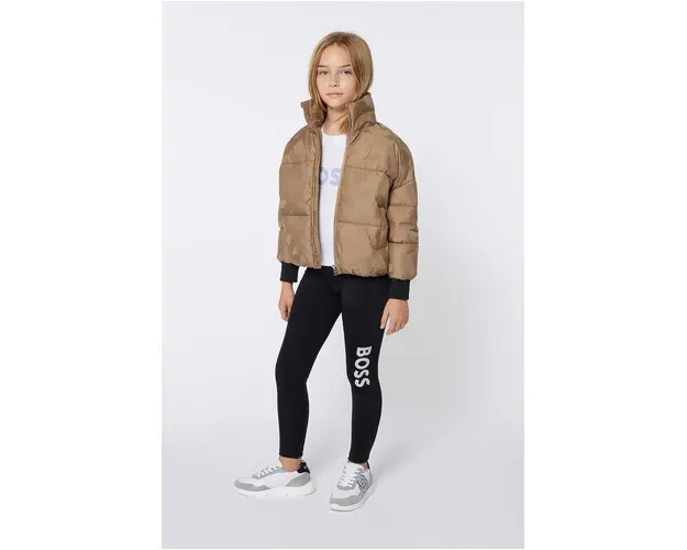 BOSS leggins copii culoarea negru, cu imprimeu, J51100