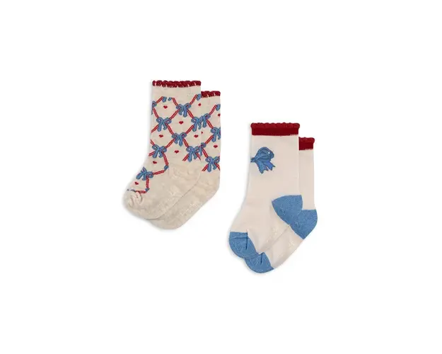 Konges Sløjd sosete copii JAQUARD BOW SOCKS 2-pack culoarea bej, KS101359