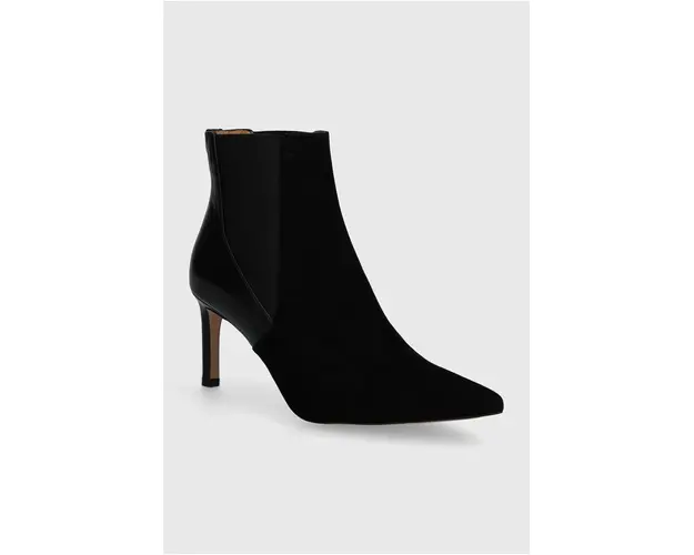 BOSS cizme de piele Janet femei, culoarea negru, cu toc cui, 50523359