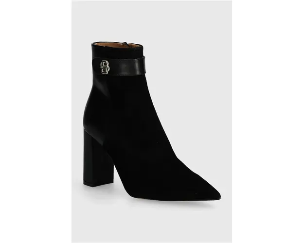 BOSS cizme de piele Janet femei, culoarea negru, cu toc drept, 50523368
