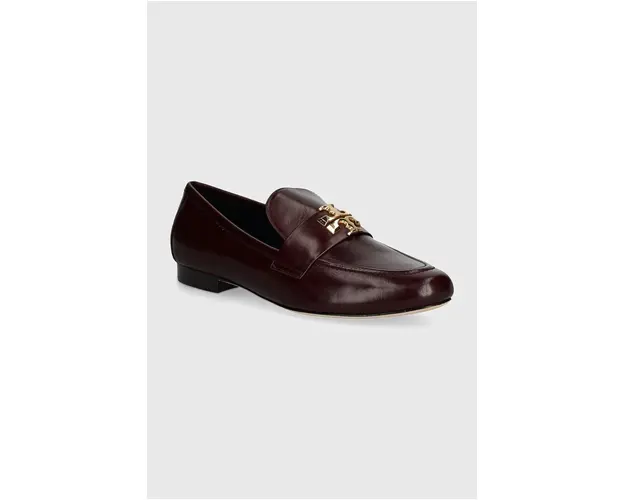 Tory Burch mocasini de piele Eleanor Loafer femei, culoarea bordo, cu toc plat, 158204-500