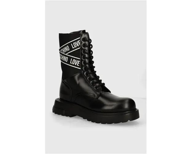 Love Moschino bocanci femei, culoarea negru, cu platforma, JA24094G1LIA700A