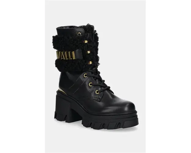 Just Cavalli bocanci femei, culoarea negru, cu toc drept, 77RA3S98