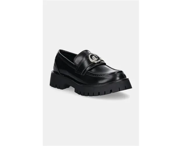 Just Cavalli mocasini femei, culoarea negru, cu platforma, 77RA3S84
