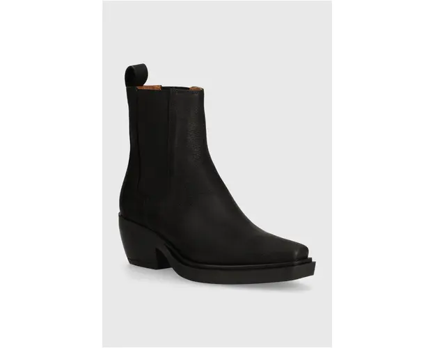 Copenhagen botine din piele intoarsa femei, culoarea negru, cu toc plat, CPH236