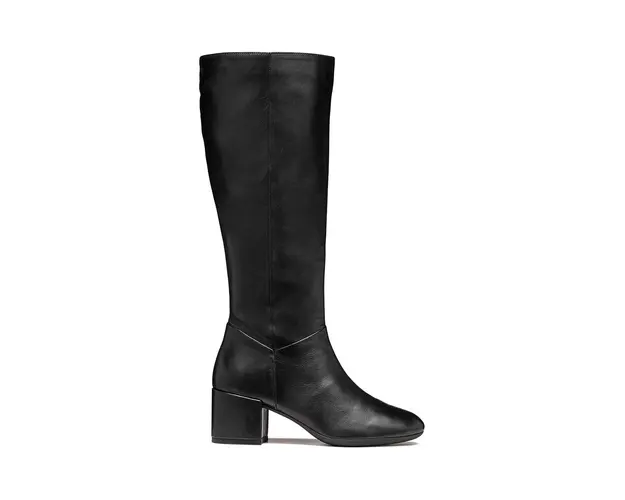 Geox ghete de piele D ELEANA femei, culoarea negru, cu toc drept, D46TWA 000TU C9999