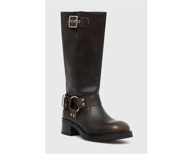 Steve Madden ghete de piele Beau femei, culoarea maro, cu toc drept, SM11003069