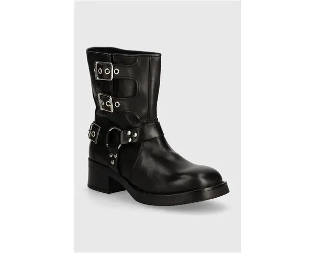Steve Madden cizme de piele Becase femei, culoarea negru, cu toc plat, SM11003095