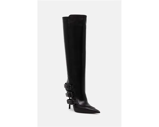 Le Silla ghete de piele Stivale Courtney femei, culoarea negru, cu toc cui, 4289C100BXPPGLO001