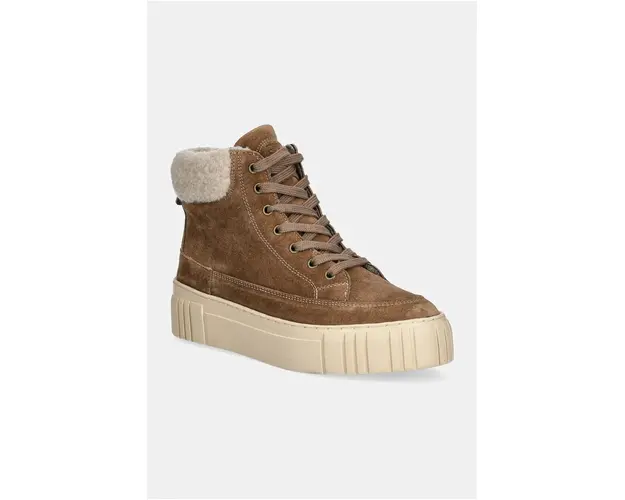 Gant pantofi de piele intoarsa Snowmont culoarea maro, cu platforma, izolat, 29543705 G146